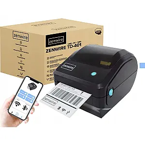 Mini Termo Etiķešu Printeris Kurjeriem - Pašlīmējošas Etiķetes 100x150mm, USB, Bluetooth, Wi-Fi Zenwire TD-401