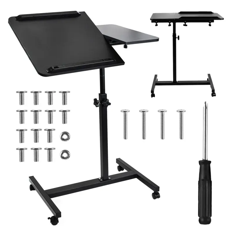 Maclean mobile desk/laptop stand, black, height