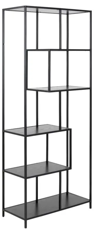 HOME4YOU Gramatu skapis SEAFORD 77x35xH185cm, melns