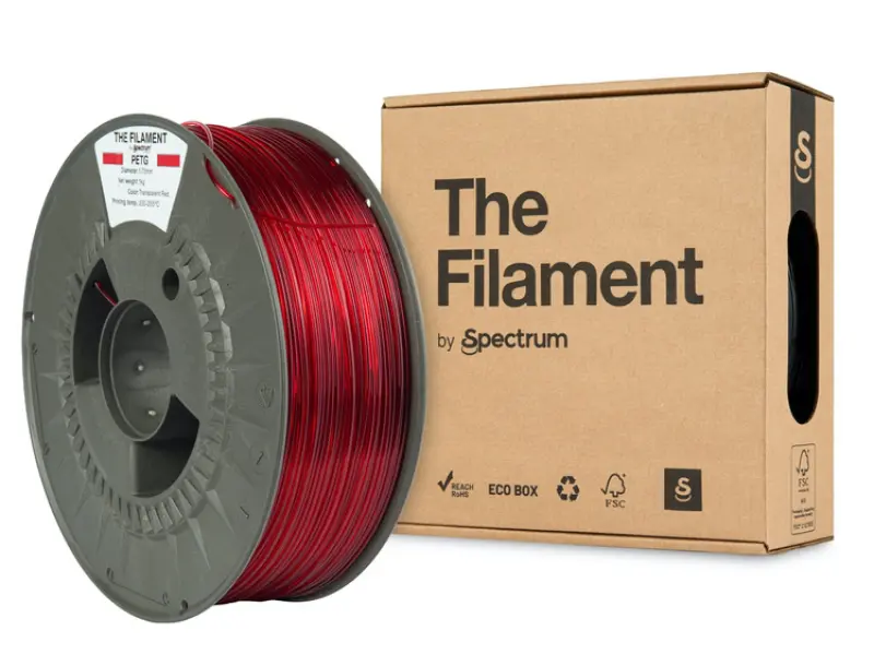 THE FILAMENT SPECTRUM PET-G caurspīdīgs sarkans