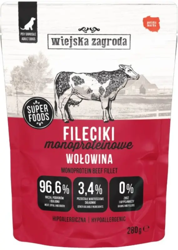 Wiejska Zagroda Mitrā barība suņiem Gaļas