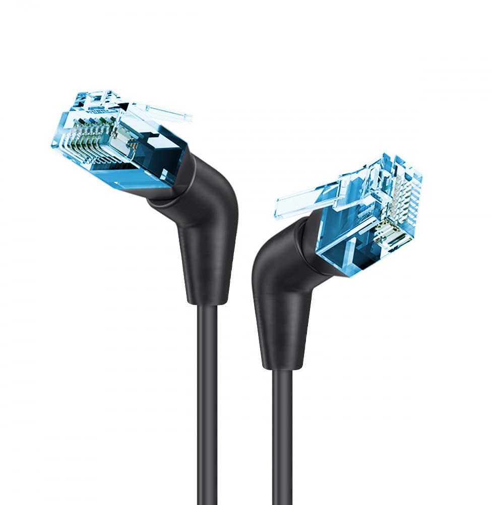 Techly Patchcord Cat6a U/FTP 1m 100% vara pagriežams leņķis slim