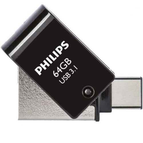 PHILIPS USB 3.1 / USB-C zibatmiņa Midnight Black 64GB