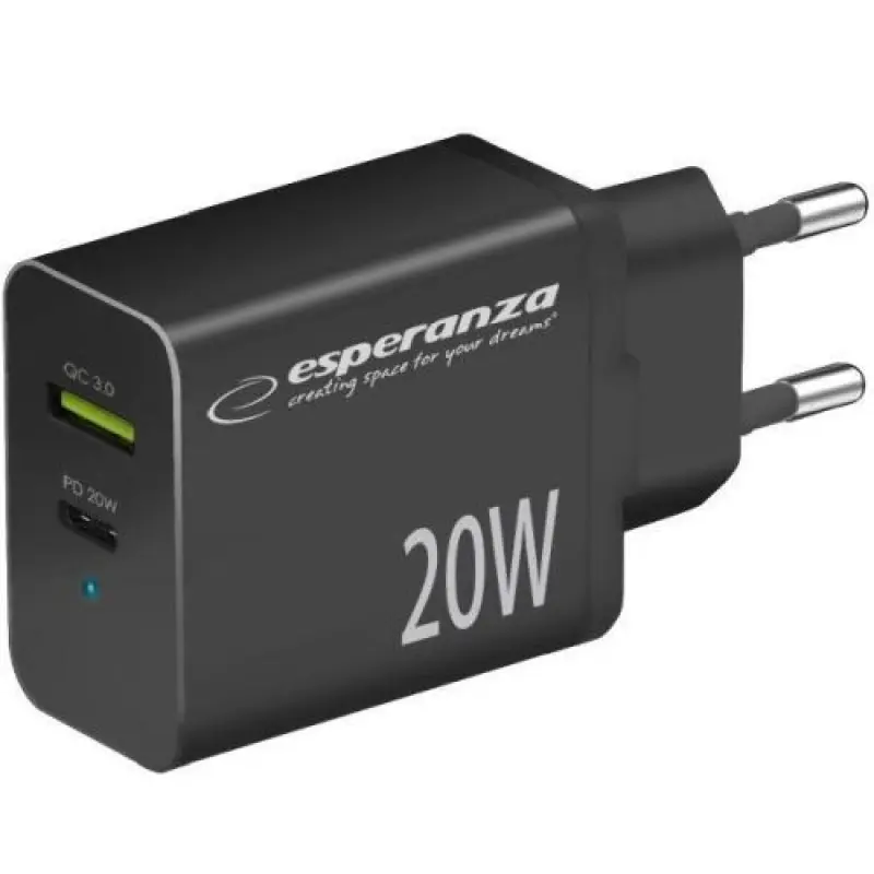 Esperanza EZC105K Sienas lādētājs Type C