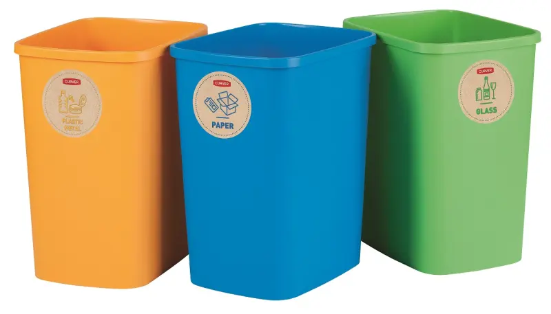 CURVER Deco Flip Bin 3x25L Zilā/Zaļā/Dzeltenā