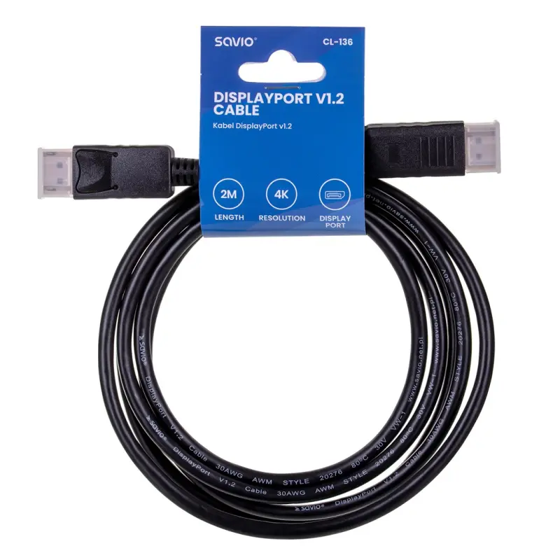 Savio CL-136 DisplayPort kabelis 2 m