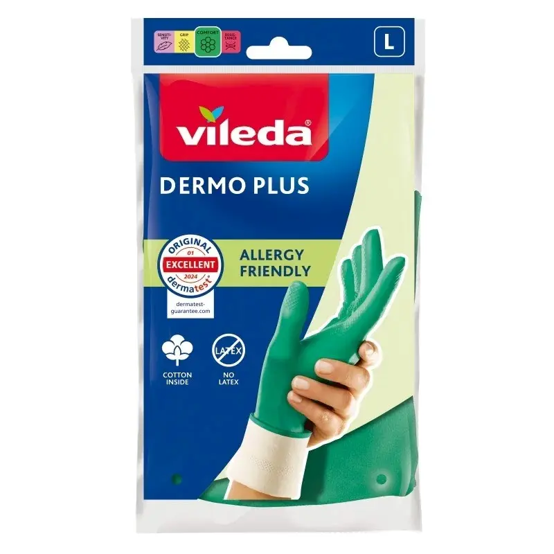 Vileda Dermo Plus `L` cimdi Zaļā