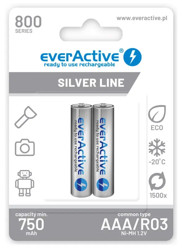 Uzlādejas baterijas everActive Ni-MH R03 AAA