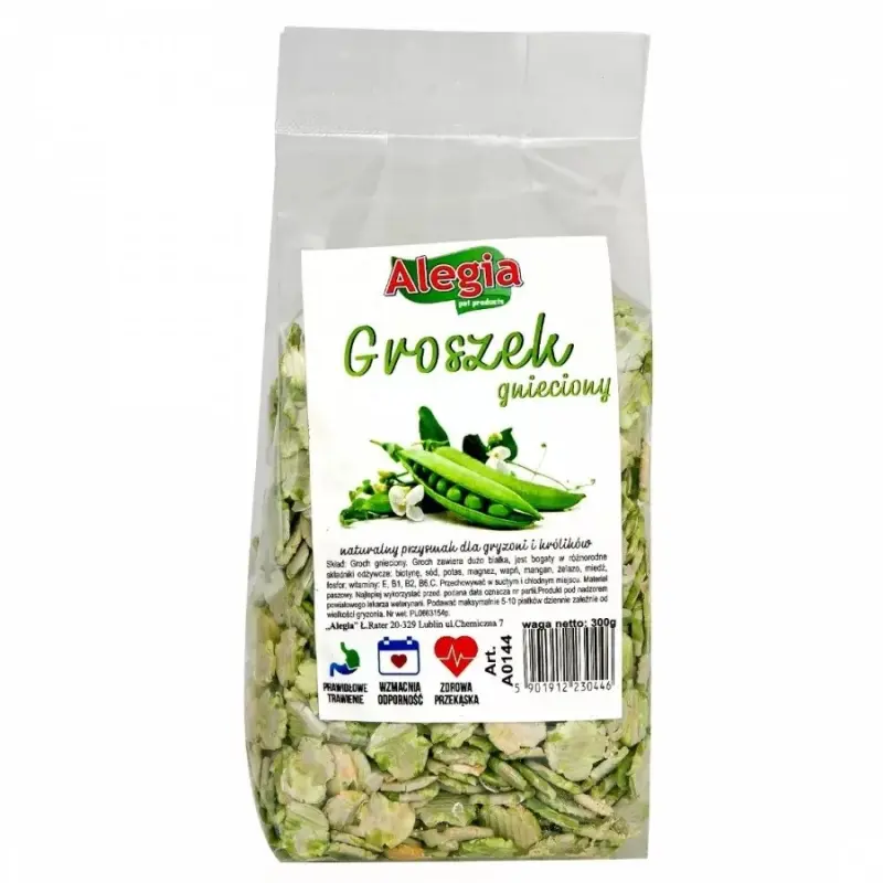 ALEGIA Sasmalcinātas zirnīši – uzkoda grauzējiem