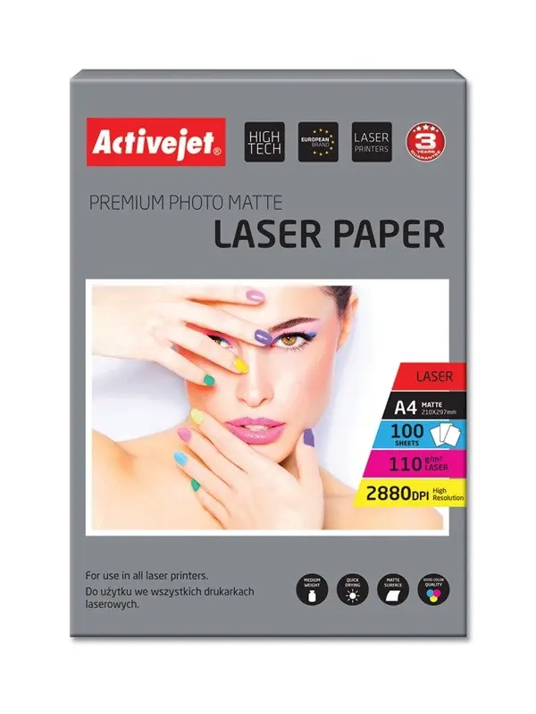 Activejet AP4-110M100L matēta fotopapīrs laserprinteriem; A4