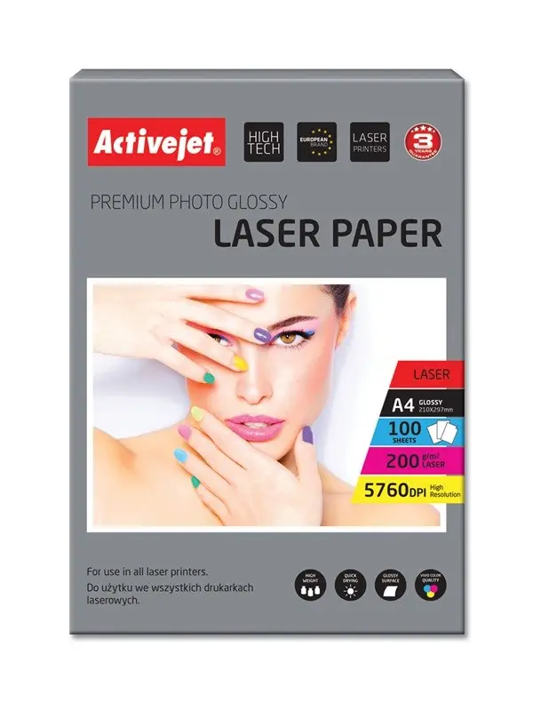Activejet AP4-200G100L fotopapīrs laserprinteriem; A4; 100