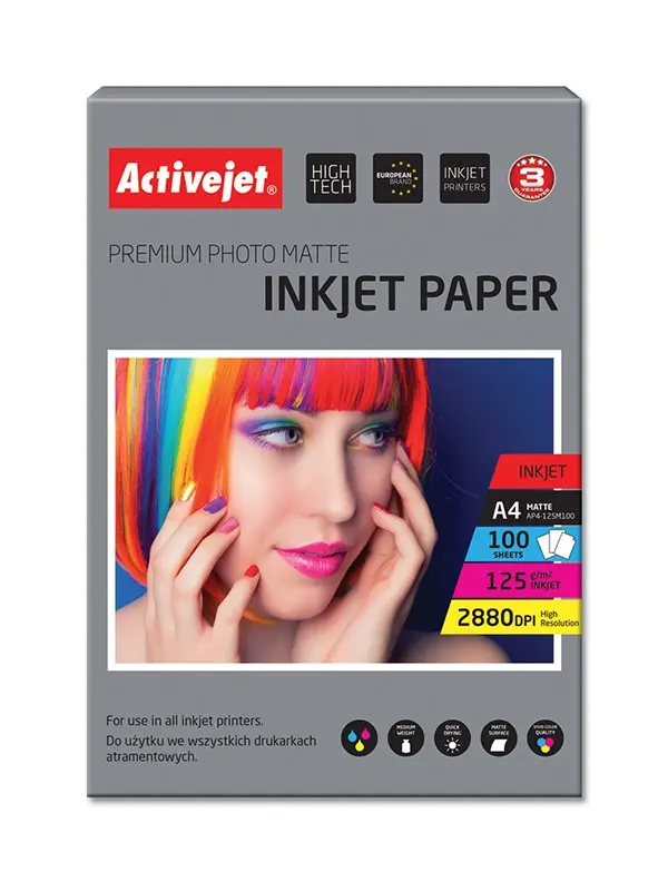 Activejet AP4-125M100 matēta fotopapīrs ar tintes