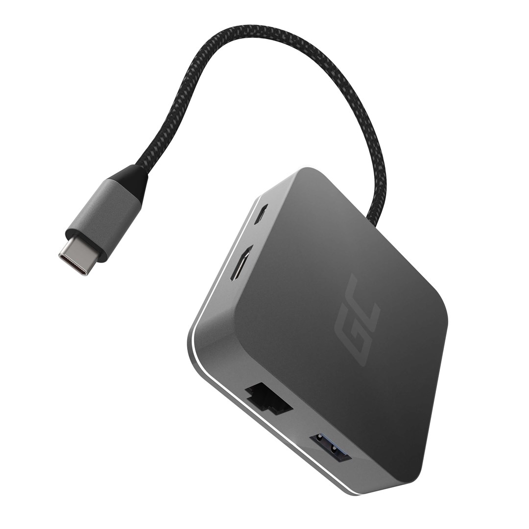 Green Cell AK61 portu paplašinātājs/portu dublētājs klēpjdatoriem, USB 3.2 Gen 1 (3.1 Gen 1) Type-C, sudraba