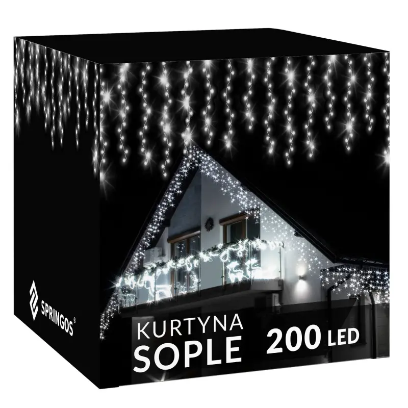 SPRINGOS Ziemassvētku gaismas aizkars 200 LED