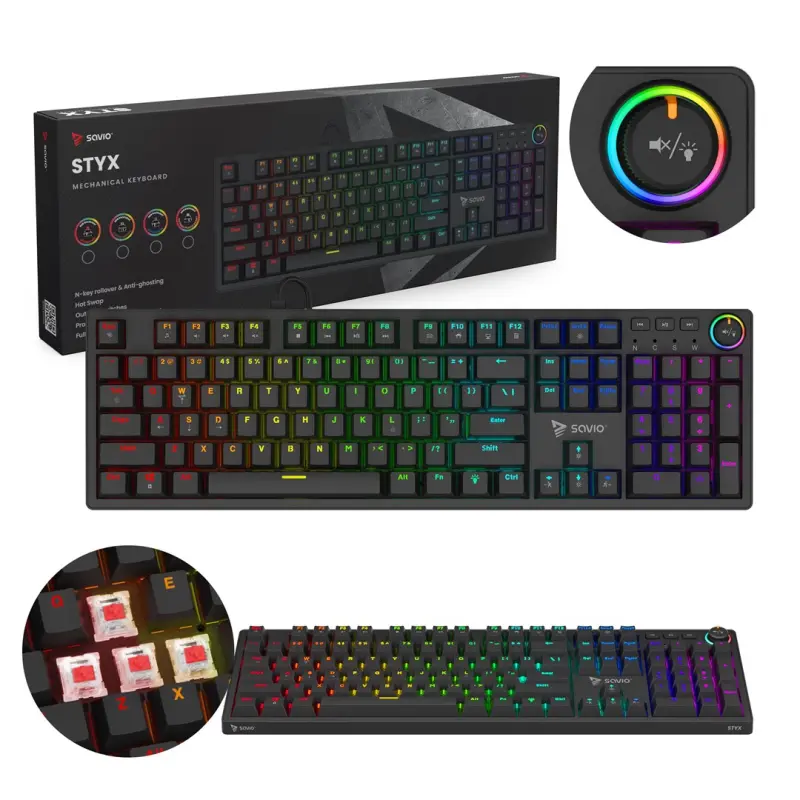 SAVIO STYX Mehāniskā tastatūra Outemu Red