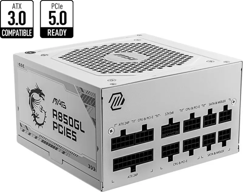 MSI MAG A850GL PCIE5 Balta Barošanas
