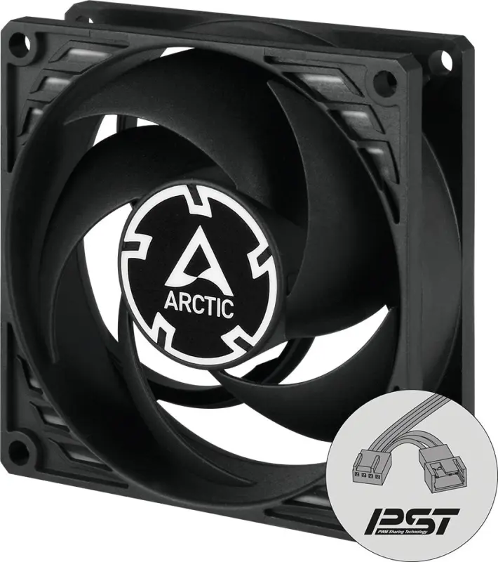 Arctic P8 PWM PST Melns Balts