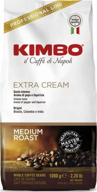 Kimbo Extra Cream Veselās kafijas pupiņas