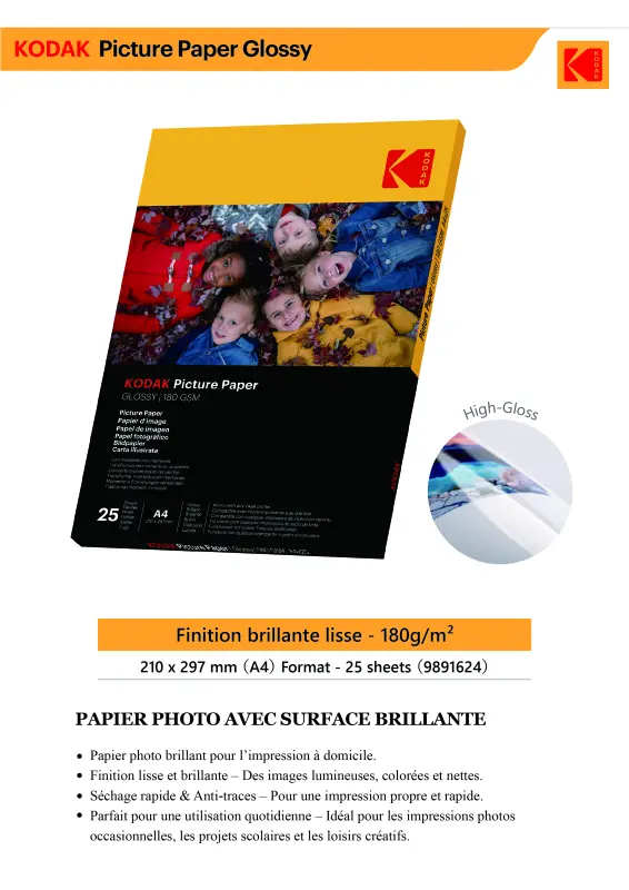 Kodak 180gsm 9.1 mil Glossy