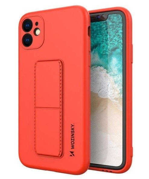 Wozinsky Apple Kickstand Case flexible silicone iPhone 11 Red