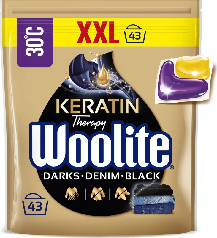Woolite Keratīna kapsulas melnu un tumšu