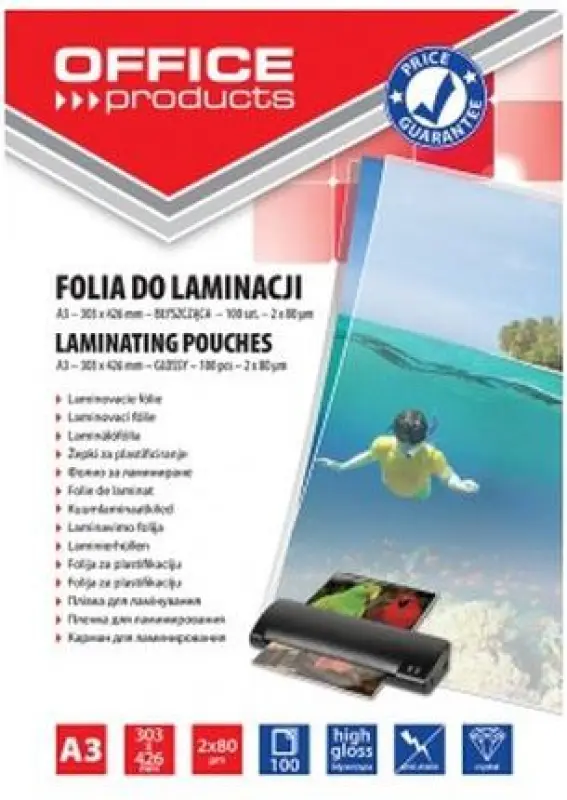 Q-Connect A3 Spīdīgas caurspīdīgas laminēšanas loksnes