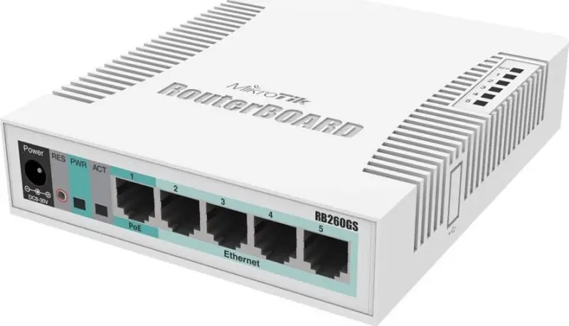 MikroTik RouterBOARD RB260GS slēdzis (CSS106-5G-1S) -