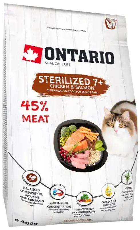 Sauss, sterilizēta kaķu barība - Ontario