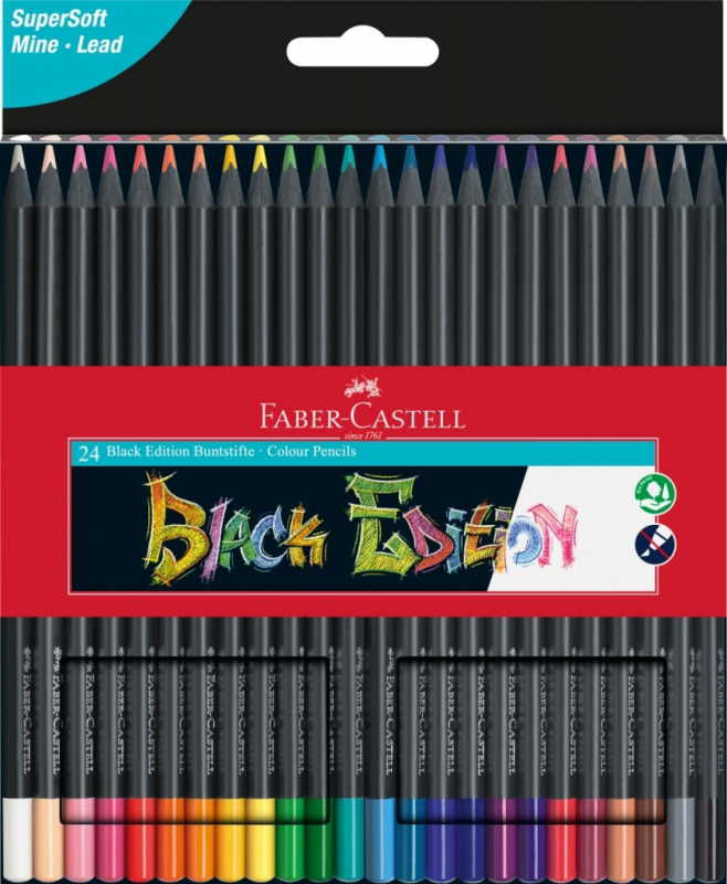 Trīsstūrveida krāsainie zīmuļi Faber-Castell Black Edition