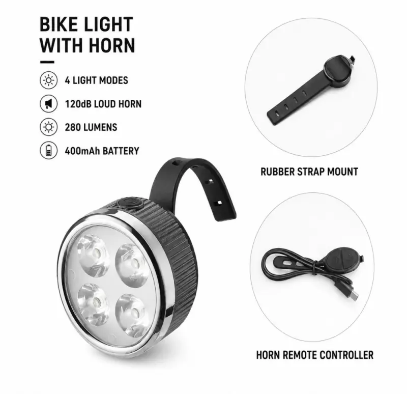 ILike Rechargeable Bike Headlight with 120dB