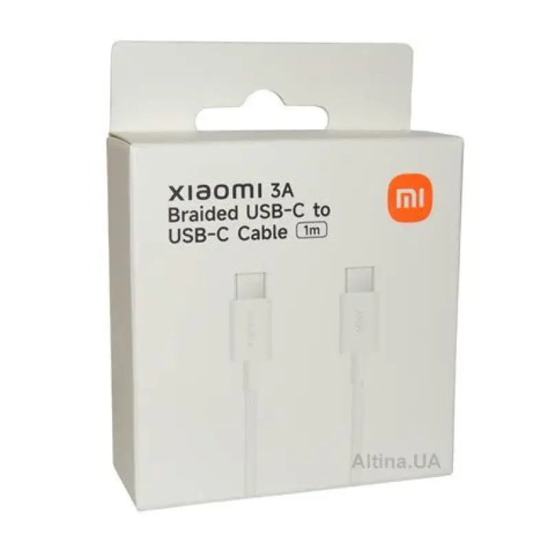 Xiaomi USB-C-USB-C kabelis 1m, 3A, balts
