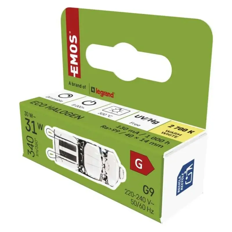 EMOS Halogēna spuldze G9 30 W