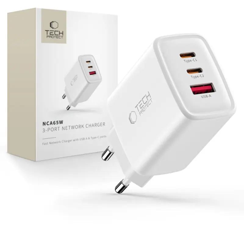Tech-Protect Tech-Protect NCA65W-GAN 3-Port 65W Wall