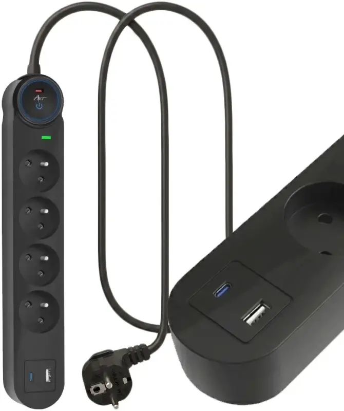 ART FU910 4 kontaktligzdas-16A-USB A+C-3.4A-ātrā