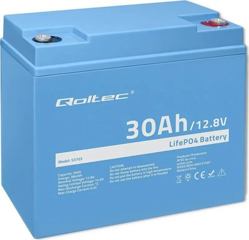 Qoltec LiFePO4 Akumulators | Litija-Železa-Fosfāta |
