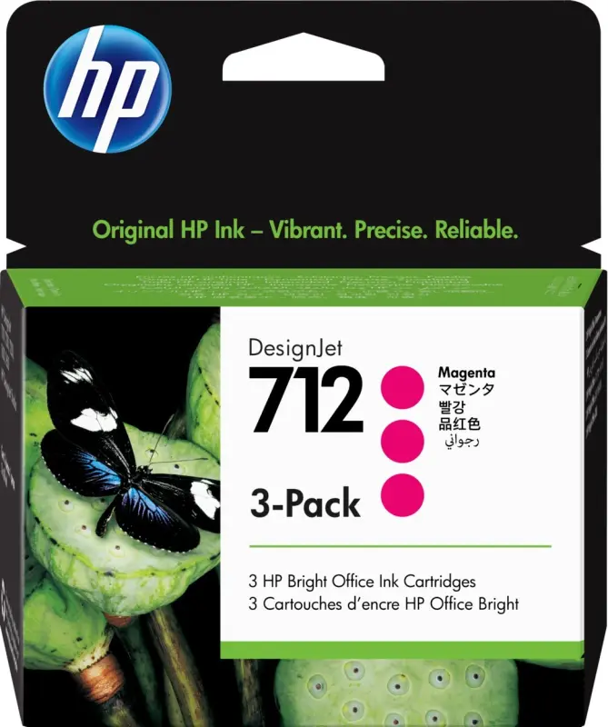 HP 712 Purpursarkanais trīskāršais komplekts (3ED78A)