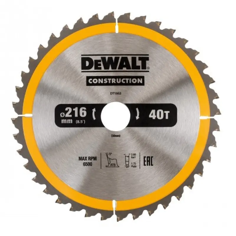 DeWalt apaļais zāģa disks 216 x