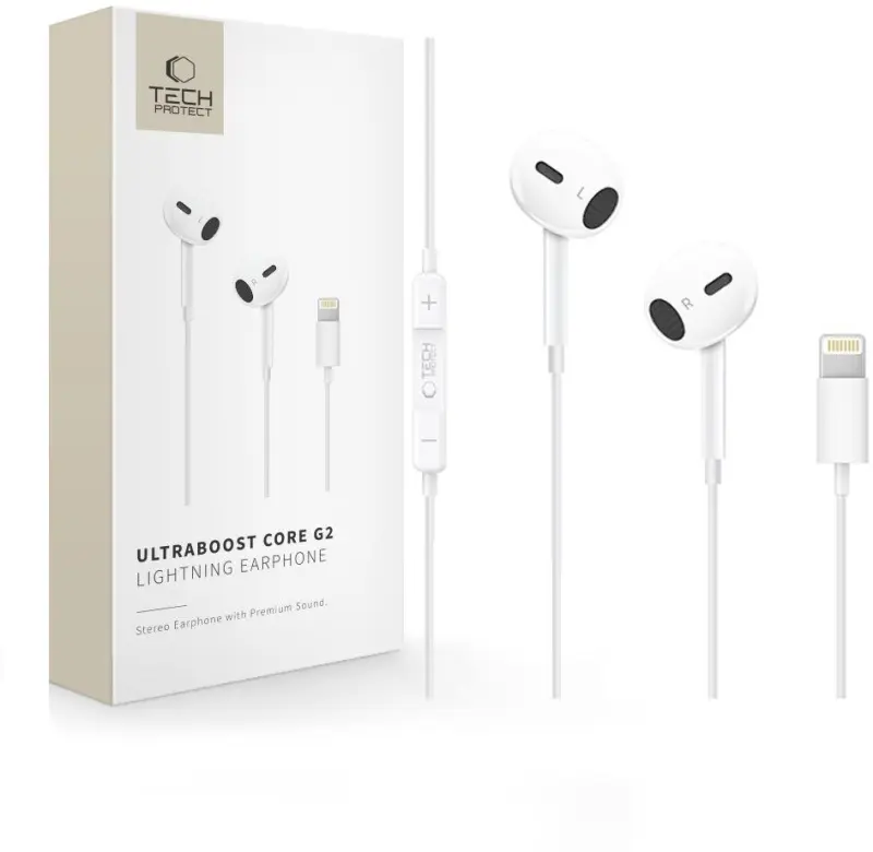 Austiņas Tech-Protect TECH-PROTECT ULTRABOOST LIGHTNING EARPHONE