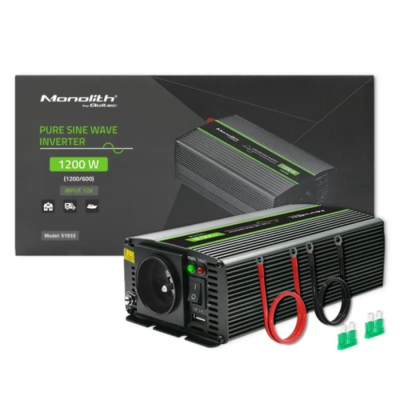 Qoltec Sprieguma pārveidotājs Monolith | 600W