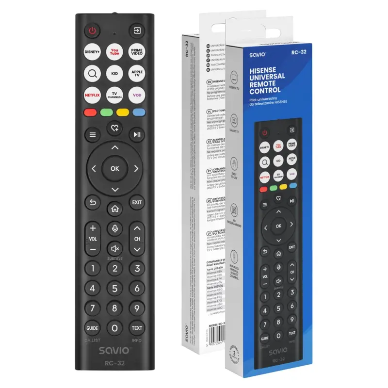 SAVIO RC-32 Universal/replacement remote control for
