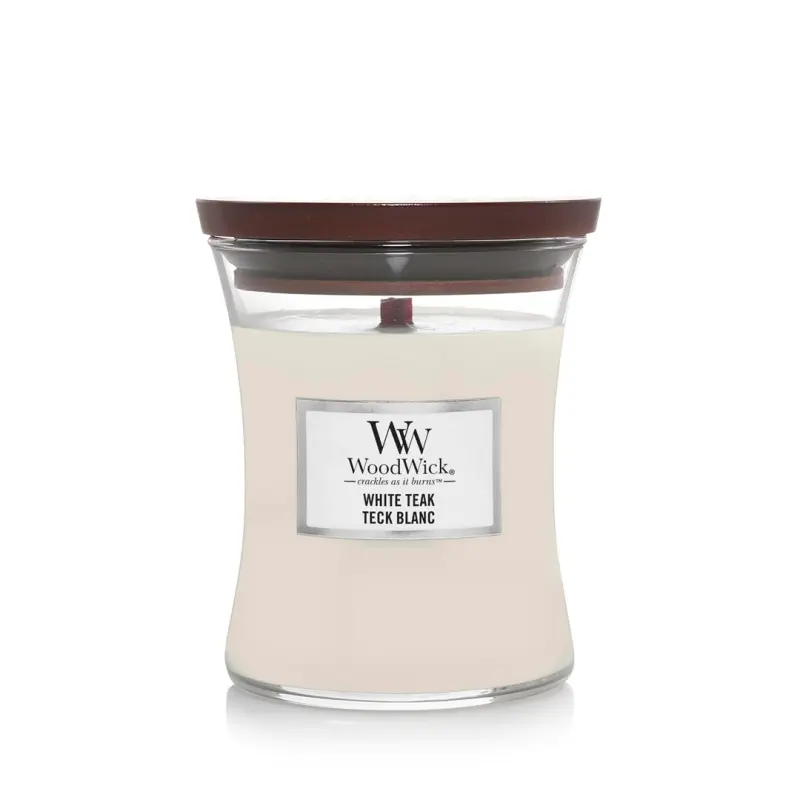 WoodWick White Teak wax candle Cylinder
