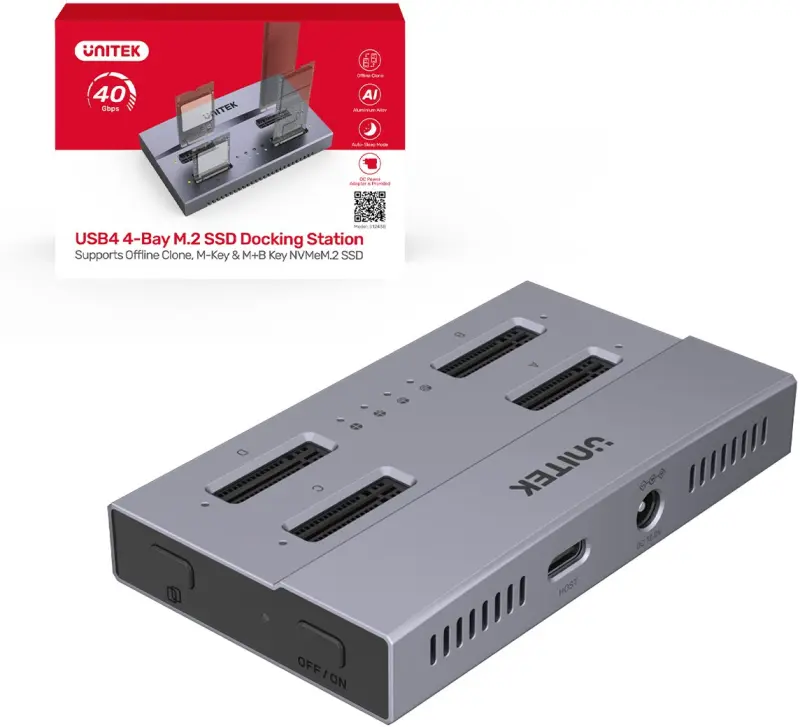Dokstacija Unitek USB4 4-slotu dokstacija/klonēšanas stacija