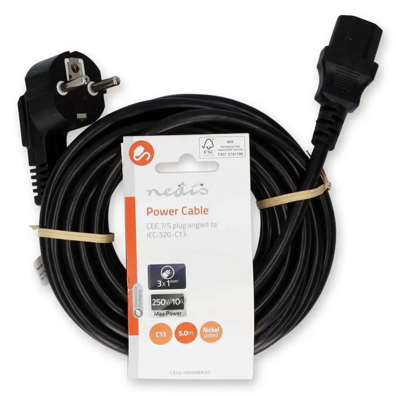 NEDIS Nedis CEGL10000BK50 elektrības kabelis Melns