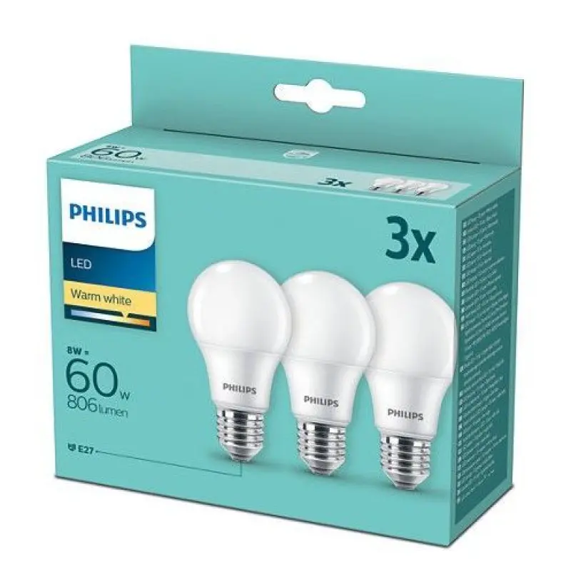Philips Philips E27 60W 3 gab