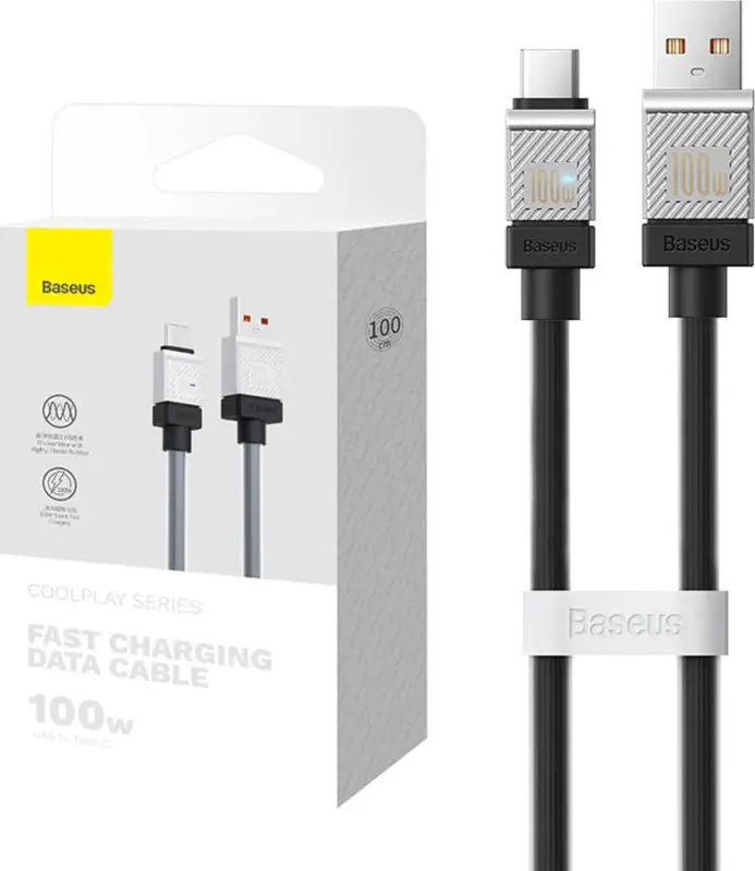 Baseus USB-A–USB-C kabelis, 1 m, melns