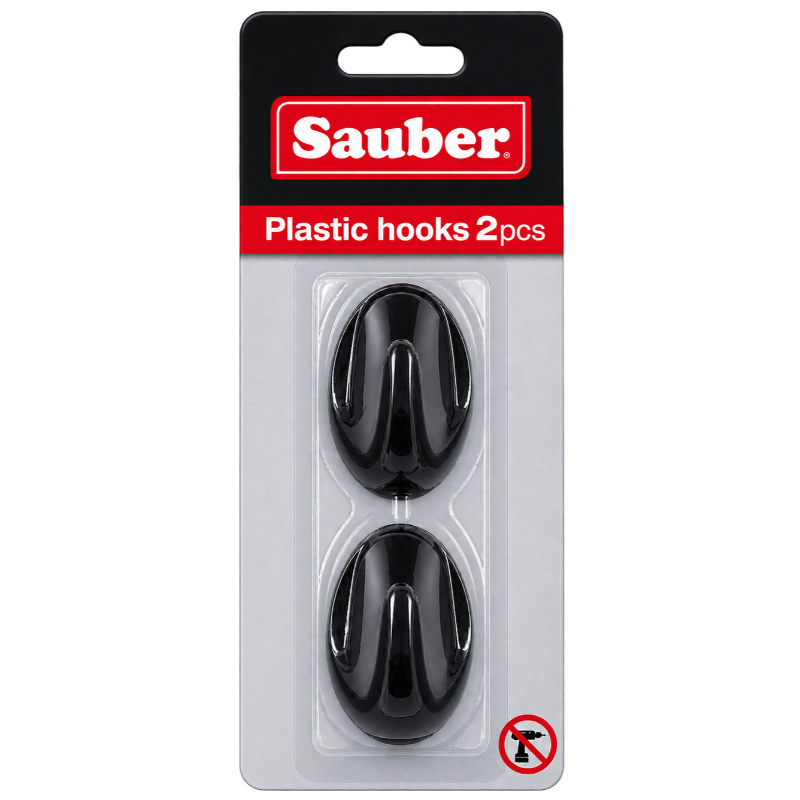 SAUBER Āķi 2 gab. ovāli melni