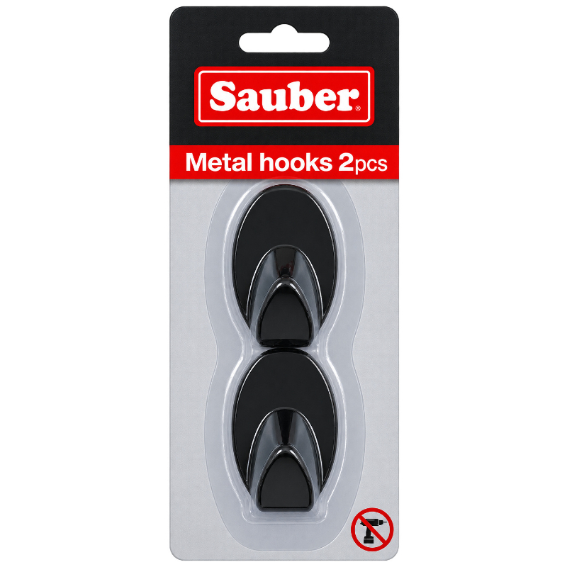 SAUBER Āķi 2 gab. ovāli melni