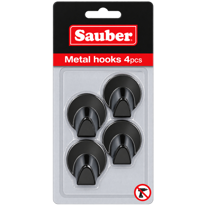SAUBER Āķi 4 gab. apaļi melni