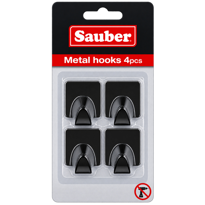 SAUBER Āķi 4 gab. kvadrātveida melni