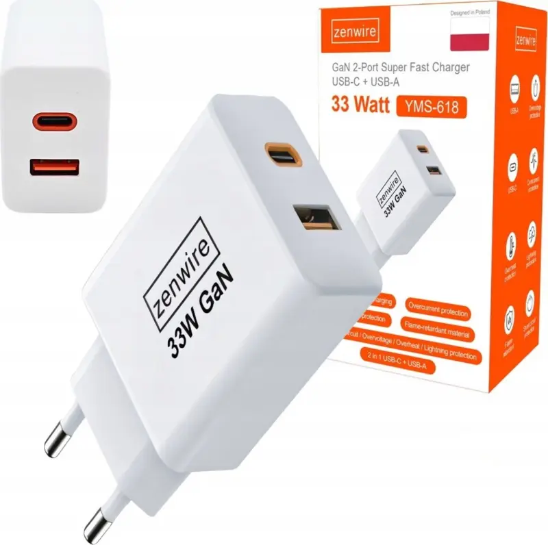 Lādētājs Zenwire YMS-618 1x USB-C 1x